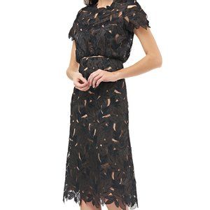 JS Collections Laser Cut Leaf Cocktail Dress